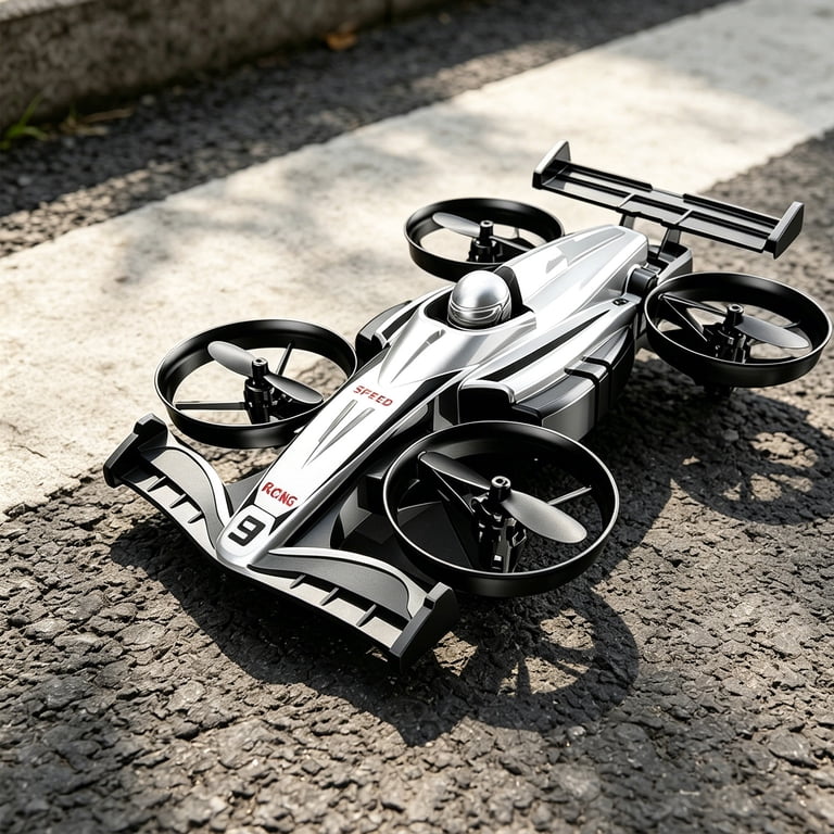 R37 2'si 1 Arada Uzaktan Kumandalı Uçan Yarış Arabası ve Drone - Kara ve Hava Modlu Akrobatik Quadcopter SANTRAL HAN