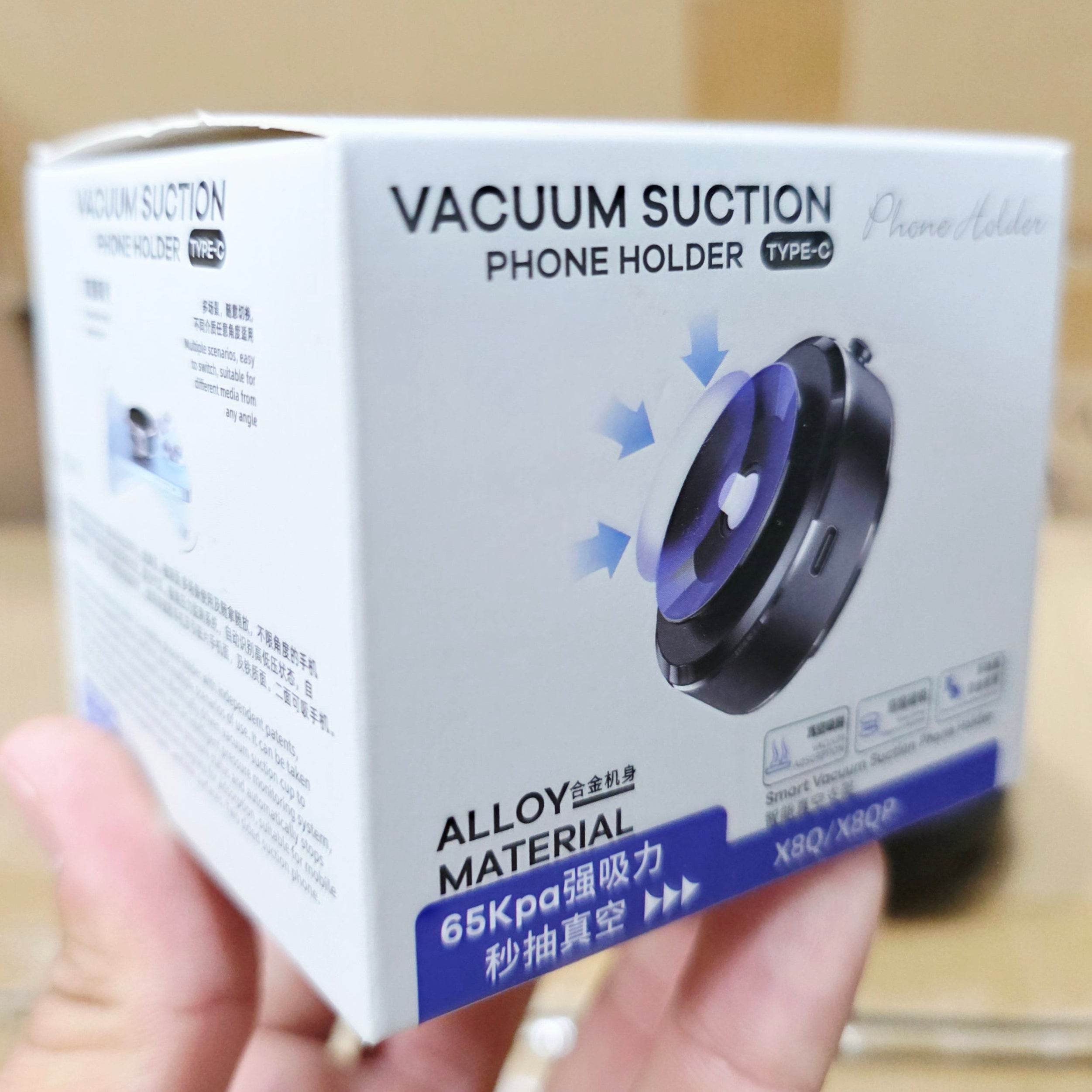 Vantuz emişli vakumlu typeC şarjlı magnetli sabit başlı araç içi telefon tutucu - R2L - KolayMagza