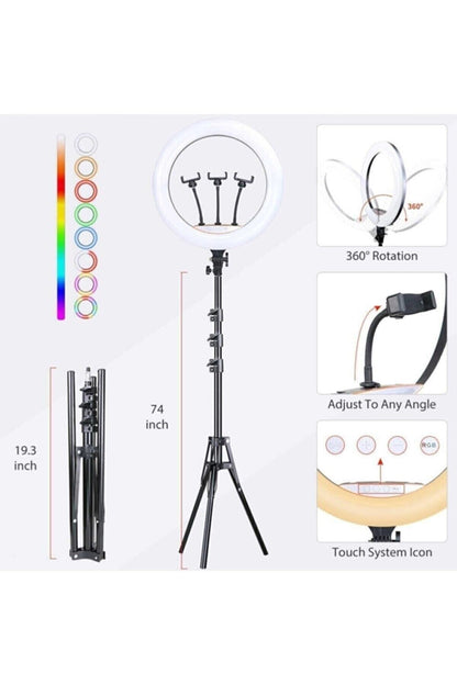 Mj18 - 45cm LED RGB Selfie Light Ring Light + Tripod Stand Included - G1K
