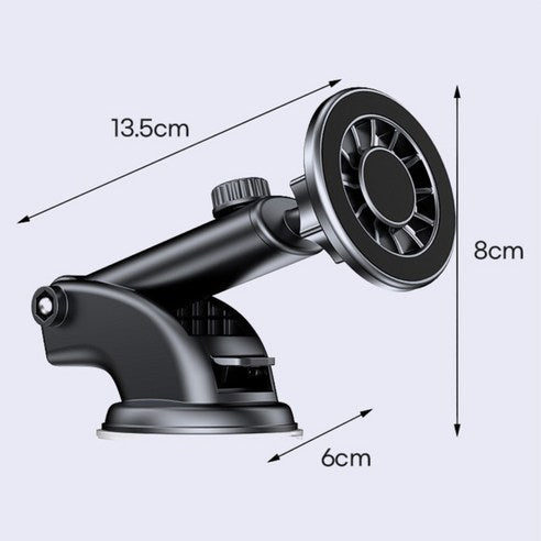 Güçlü Vantuzlu Manyetik magsafeli Araç İçi Telefon Tutucu - 360° Dönebilen Dashboard ve Cam Uyumlu Telefon Standı (Siyah) Zayden