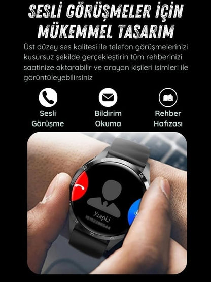 GT4 Max Premium Klasik Erkek Akıllı Saat Amoled Ekranlı Sesli Görüşme Yapan NFC,GPS,Spor Takibi,Rehber Kaydı Android&iOS İphone Huawei Xiaomi Uyumlu Kol Saati - A3J