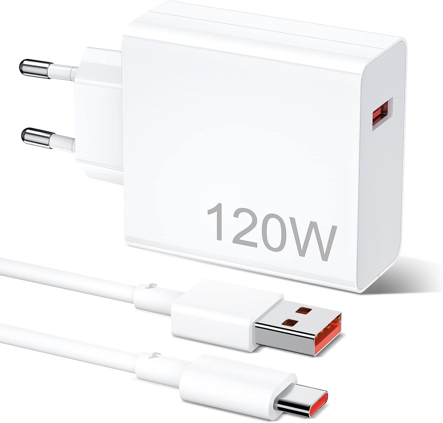 مجموعة شحن رأس إخراج USB مدعومة بشاحن توربو ثانٍ من Xaomi بقوة 120 واط وكابل USB من النوع C