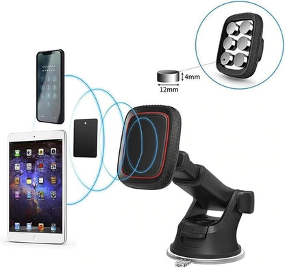 Torpidoya koyulan mıknatıslı 360 derece ayarlanabilir uzayabilir araç içi telefon tutucu