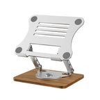 Ahşap tabanlı metal 360 derece döner ayarlanabilir yükseklik laptop ve tablet tutucu masaüstü standı Vip - N1S - KolayMagza