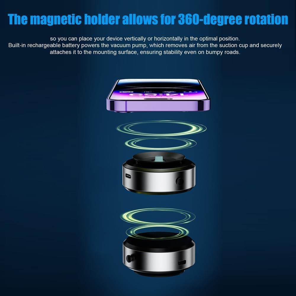 Rm7010 akıllı taşınabilir mıknatıslı otomatik vakumlu telefon tutucu – araç içi, ev ve ofis kullanımı için ideal - R1T - KolayMagza