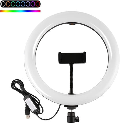 Mj26 rgb led çok renkli selfie ring light 10 inç (26 cm) rtipodlu ayak dahil