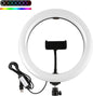 Mj26 rgb led çok renkli selfie ring light 10 inç (26 cm) rtipodlu ayak dahil