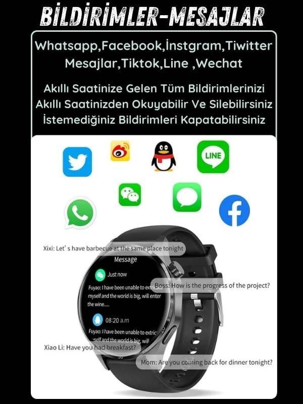 GT4 Max Premium Klasik Erkek Akıllı Saat Amoled Ekranlı Sesli Görüşme Yapan NFC,GPS,Spor Takibi,Rehber Kaydı Android&iOS İphone Huawei Xiaomi Uyumlu Kol Saati - A3J - KolayMagza