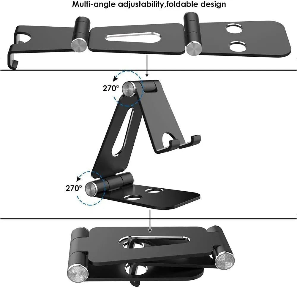 ( 5 adet ) Metal Ayarlanabilir Masaüstü Telefon ve Tablet Tutucu Stand - Katlanabilir Kaymaz Tabanlı KolayMagza KM Technology - Toptan Telefon Aksesuarları