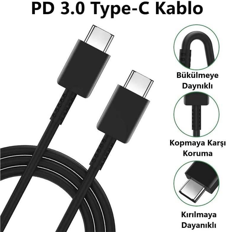25w süper hızlı typec çıkışlı başlık adaptör ve typec to typec 1m kablo şarj set - S2F - KolayMagza KM Technology