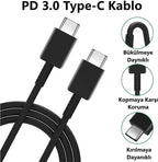 25w süper hızlı typec çıkışlı başlık adaptör ve typec to typec 1m kablo şarj set - S2F - KolayMagza KM Technology