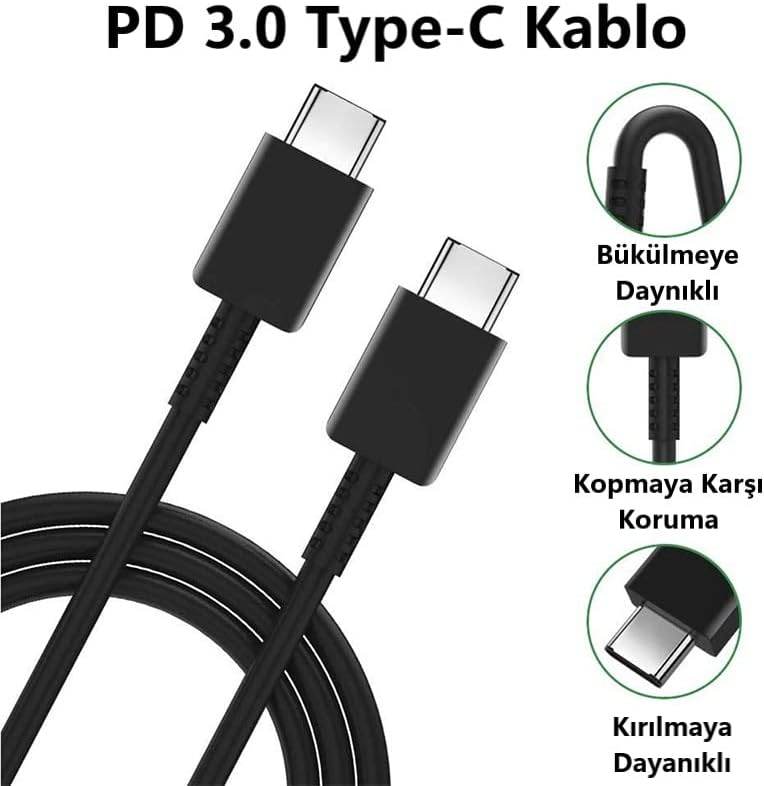 Samsng 25w süper hızlı typec çıkışlı başlık adaptör ve typec to typec 1m kablo şarj set - S2F - KolayMagza