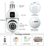 Wifi panorama Çift camera mikrofonlu 360 derece döner led ışıklı gece görüşlü full hd ampul kamera - G5J - KolayMagza