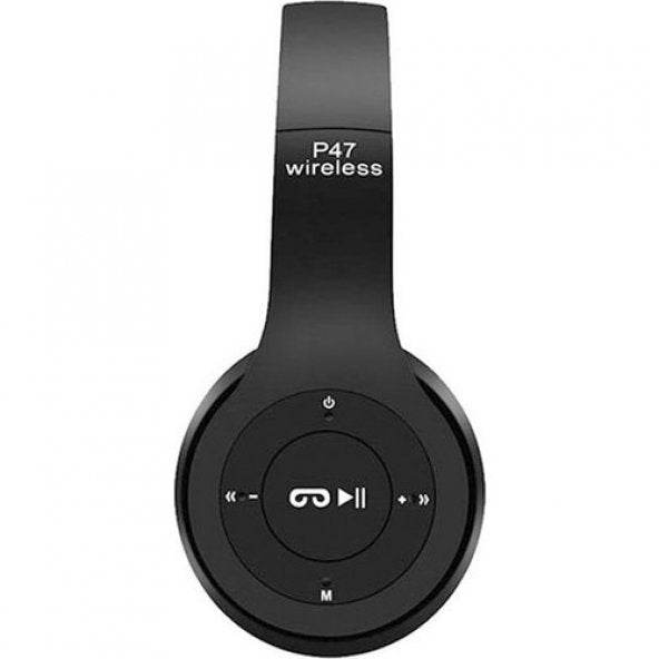 P47 hafıza kart aux destekli kafa üstü bluetooth kulaklık - U1F - KolayMagza