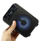 GTS-1345 3 inç Şarj Edilebilir Kablosuz Bluetooth Hoparlör - FM Radyo, USB ve Micro SD Girişli Taşınabilir Işıklı Speaker CARBON