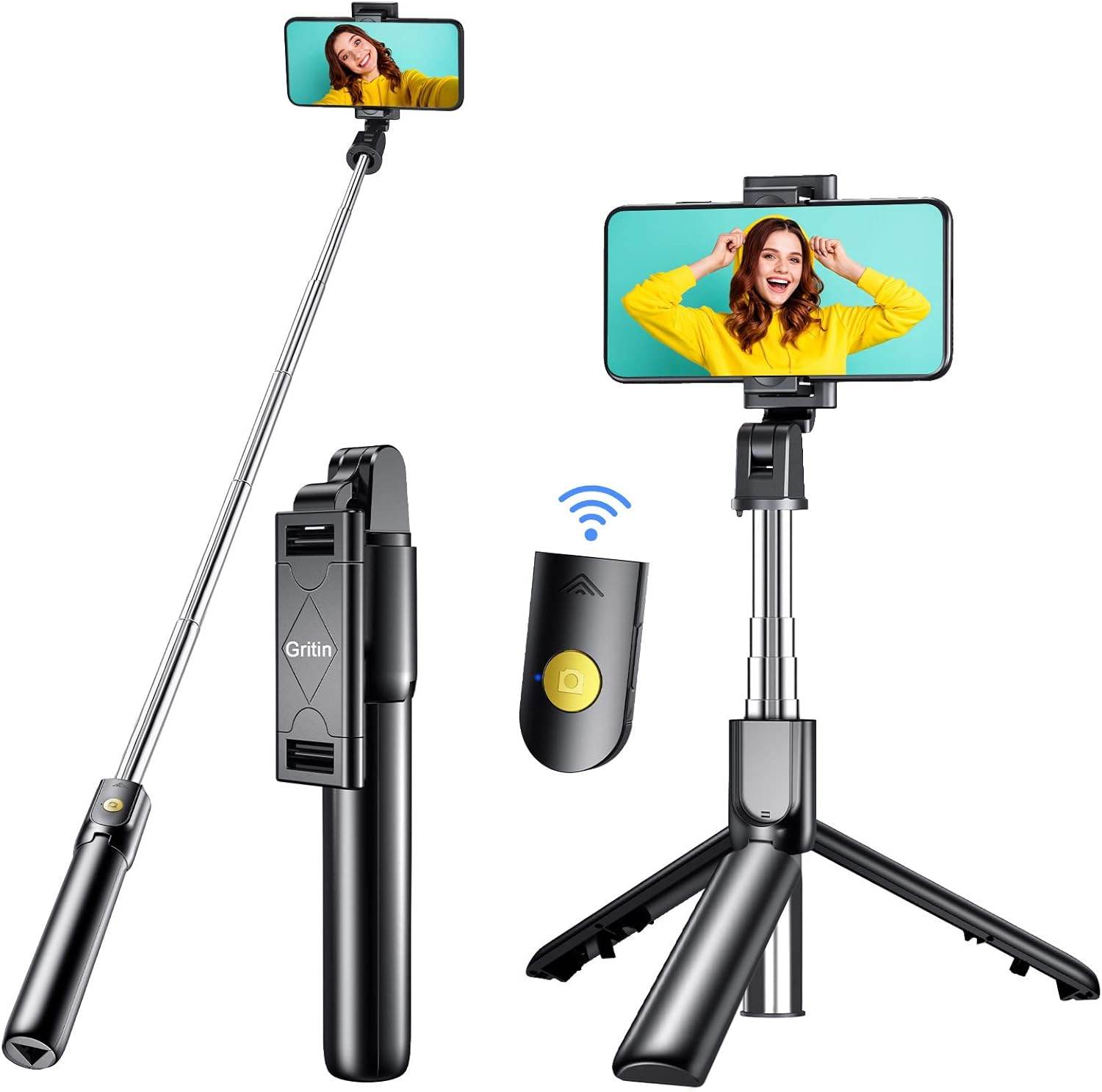 Tripod selfe çubuğu stick bluetooth kumandanlı uzanabilir - G1D - KolayMagza