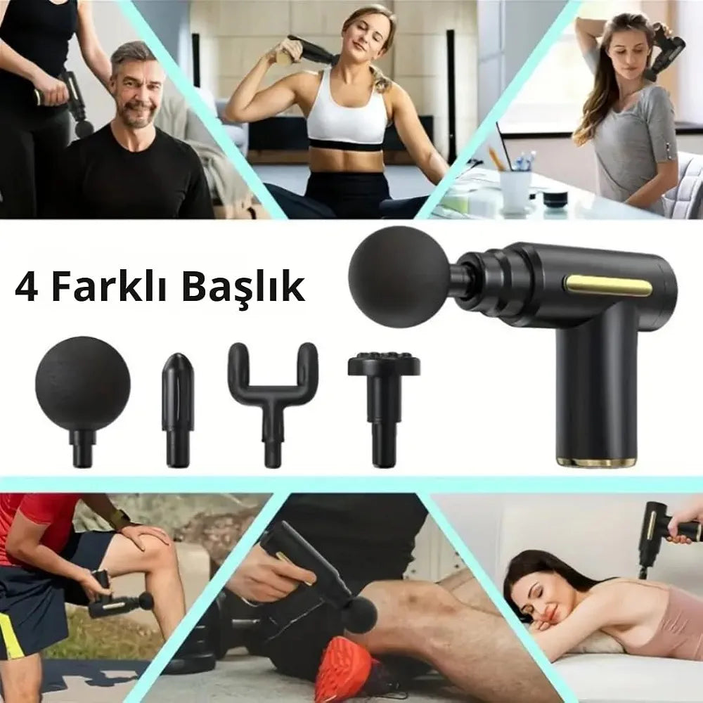 ( 5 adet ) Multifon Kablosuz Sporcu Masaj Tabancası - Şarjlı ve Kademeli Titreşimli Kas Rahatlatıcı Masaj Aleti SANTRAL HAN