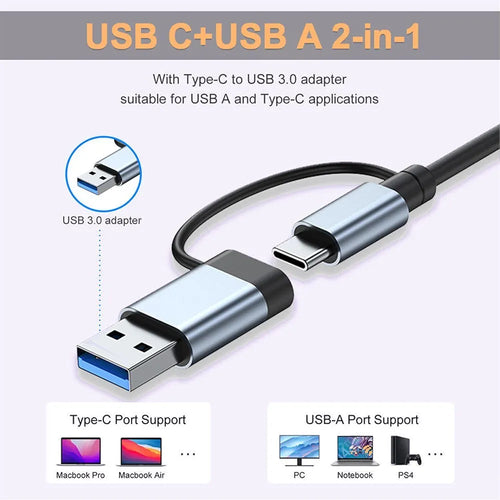 5 in 1 Type-C ve USB 3.0 Çok Fonksiyonlu Hub - 3 Port USB Çoklayıcı, SD/TF Kart Okuyucu Dönüştürücü Adaptör Tucci