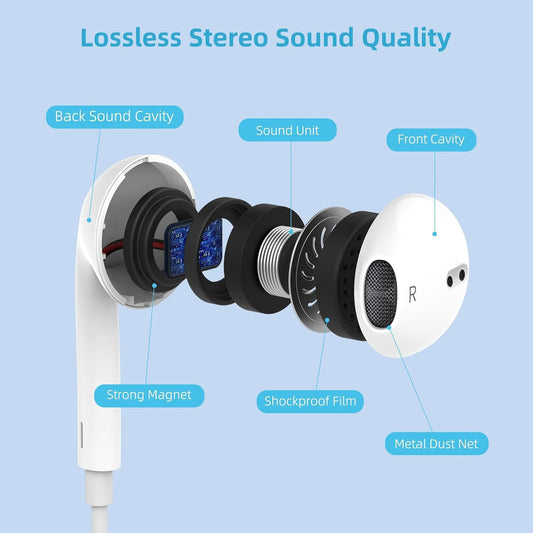 سماعات أذن Apple Earpods Lightning السلكية مع ميكروفون متوافقة مع نظام التشغيل IOS، التوصيل والتشغيل