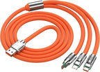 ( 5 adet ) 3'ü 1 Arada Hızlı Şarj Kablosu - Type-C, Lightning, Micro USB Dönüştürücü, Örgü Tasarımlı Turuncu Veri ve şarj Kablosu JBK