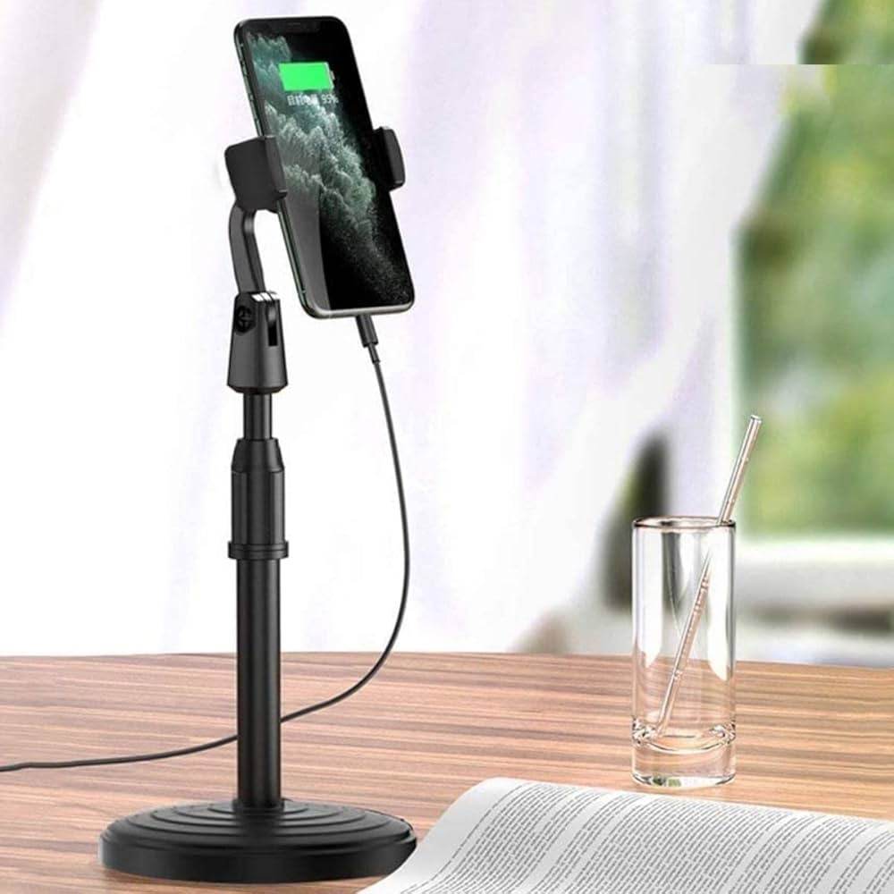 Masaüstü uzayabilir telefon tutucu | 360° ayarlanabilir yükseklikli ve açılı stand | teleskopik gövde | tüm telefonlarla uyumlu - N1K - KolayMagza