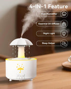 V88 3'ü 1 arada Yağmur Damlası Nemlendirici ve Esansiyel Yağ Difüzörü, Serin Sis, 360 Derece Şelale, Fısıltılı Yağmur Sesi ve 7 Ruh Hali Işığı, Şemsiye Tasarımlı Hava Nemlendirici, Ev, Yatak Odası, Oturma Odası - H3Y - KolayMagza