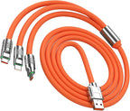 ( 5 adet ) 3'ü 1 Arada Hızlı Şarj Kablosu - Type-C, Lightning, Micro USB Dönüştürücü, Örgü Tasarımlı Turuncu Veri ve şarj Kablosu JBK