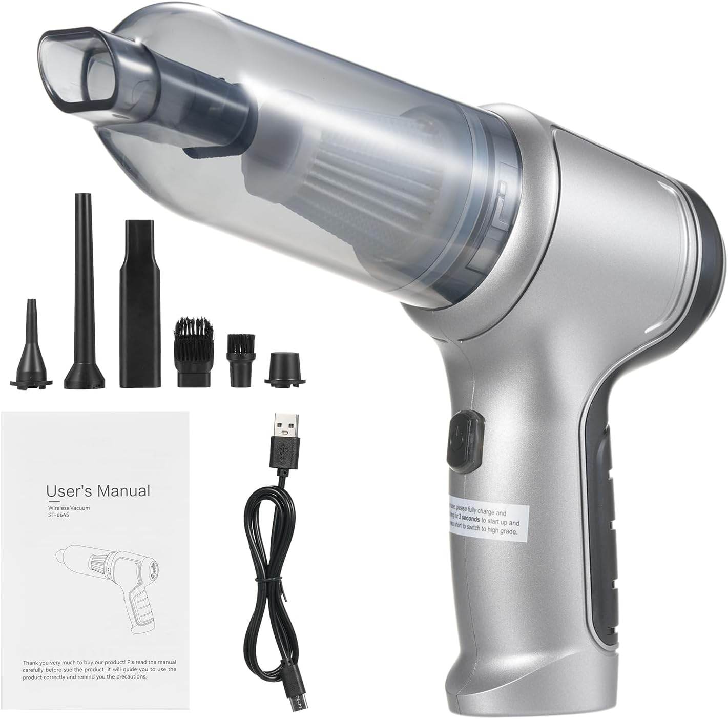 Araba için Mini Elektrikli Süpürge 19000Pa Güçlü 3 kademeli Motor Kablosuz El Vakumu Yüksek Güç ve Tip-C ile Taşınabilir Araba Süpürgesi Basınçlı Hava Silgi Klavye Temizleyici - G6Q - KolayMagza