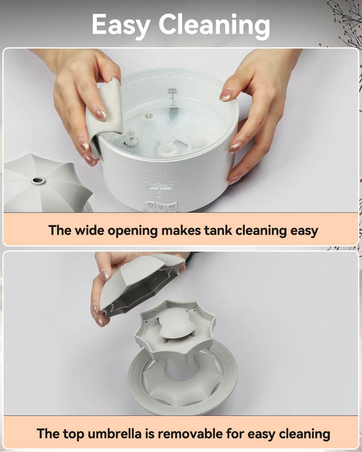 V88 3'ü 1 arada Yağmur Damlası Nemlendirici ve Esansiyel Yağ Difüzörü, Serin Sis, 360 Derece Şelale, Fısıltılı Yağmur Sesi ve 7 Ruh Hali Işığı, Şemsiye Tasarımlı Hava Nemlendirici, Ev, Yatak Odası, Oturma Odası - H3Y - KolayMagza