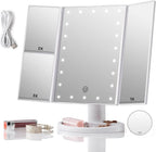 21 led ayaarlanabilir ışıklı masa üstü makyaj aynası 1x 2x 3x büyüteçli dokunmatik ekran - G3U - KolayMagza