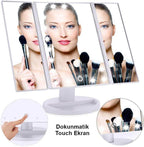 21 led ayaarlanabilir ışıklı masa üstü makyaj aynası 1x 2x 3x büyüteçli dokunmatik ekran - G3U - KolayMagza