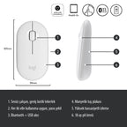 Logitech m350 slim sessiz modern ofis bluetoothlu 18 ay pil ömürlü kablosuz mouse - G4X - KolayMagza