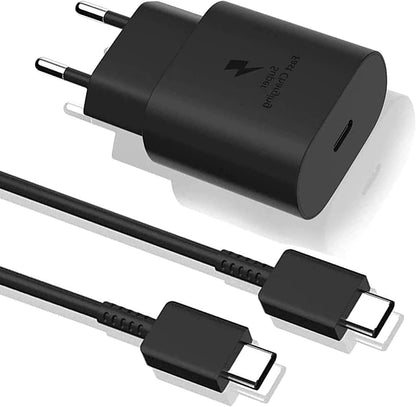 samsng 25W süper hızlı typeC çıkışlı başlık adaptör ve typeC to typeC 1m kablo şarj set