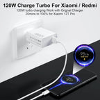 Xaomi 120w saniyeli turbo destekli usb çıkışlı başlık ve usb typec kablo şarj seti - S3D - KolayMagza KM Technology