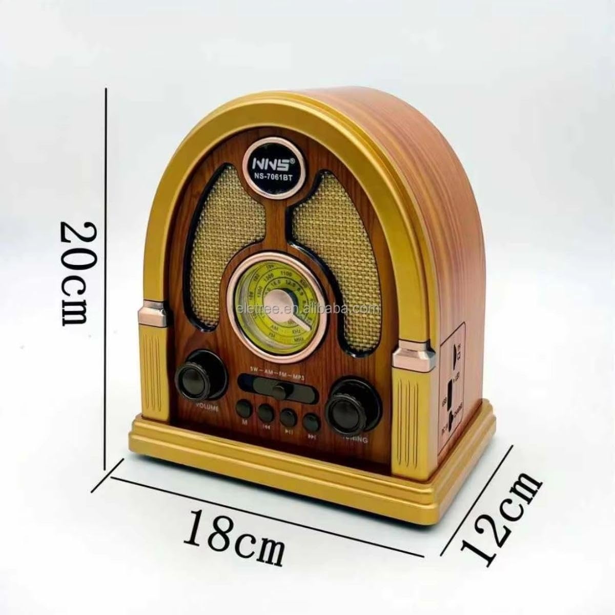 NNS NS-7061BT Nostaljik Görünümlü Bluetooth Şarjlı Retro Radyo Tastech