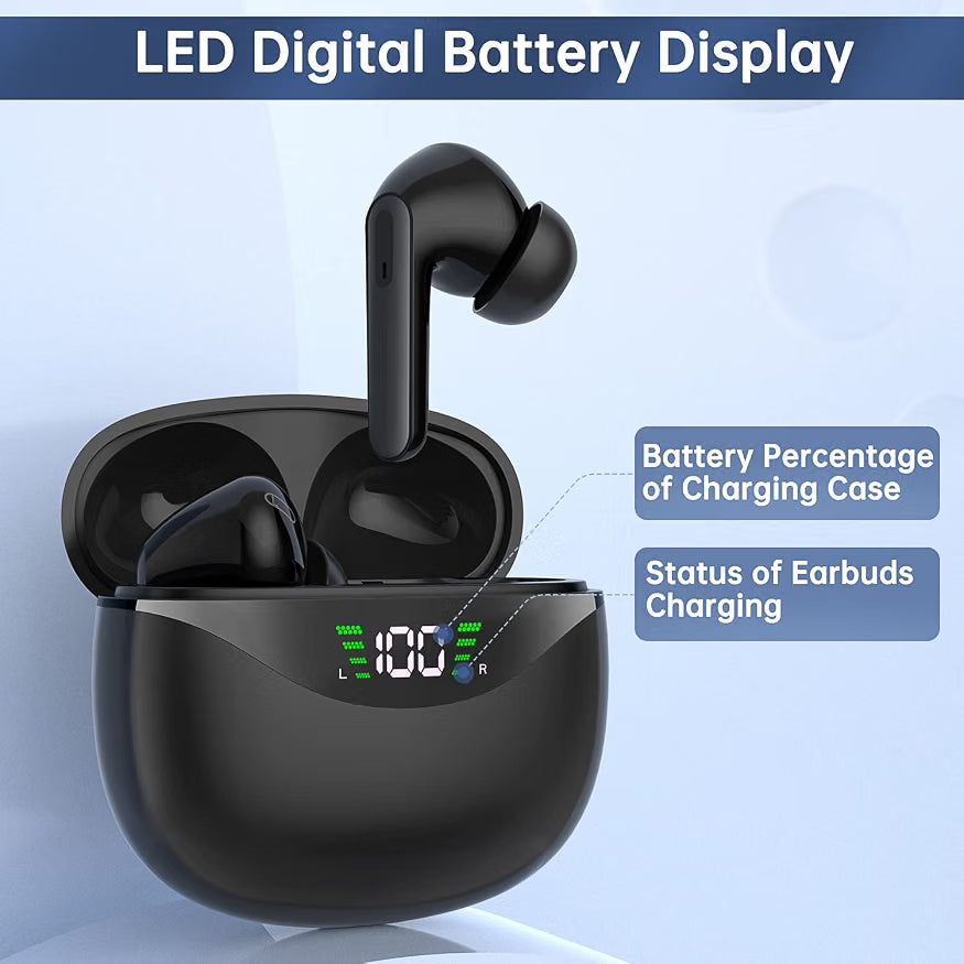 XT11 TWS Kablosuz Bluetooth Kulaklık Siyah - Dijital Göstergeli Akıllı Dokunmatik Kulak İçi Kulaklık MİLANO