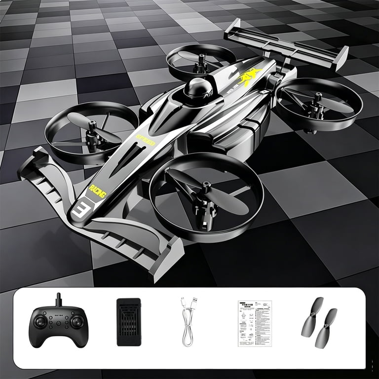 R37 2'si 1 Arada Uzaktan Kumandalı Uçan Yarış Arabası ve Drone - Kara ve Hava Modlu Akrobatik Quadcopter SANTRAL HAN