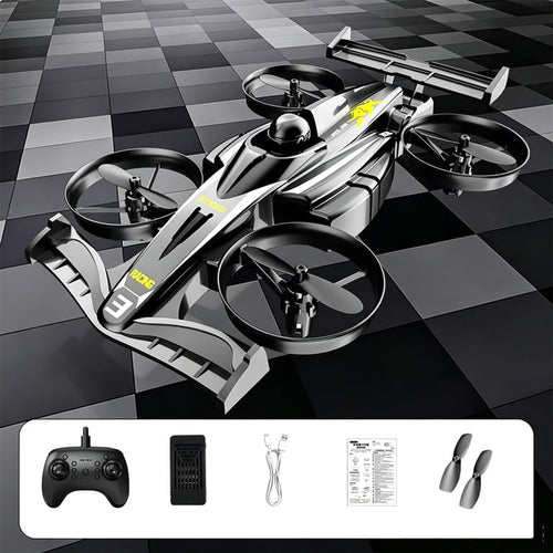 R37 2'si 1 Arada Uzaktan Kumandalı Uçan Yarış Arabası ve Drone - Kara ve Hava Modlu Akrobatik Quadcopter SANTRAL HAN