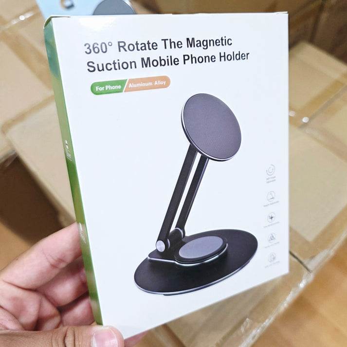 360 derece döner ayarlanabilir katlanabilir metal masa üstü mıgnatıslı telefon tablet tutucu - N1Q - KolayMagza