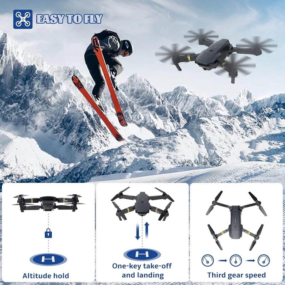 E58 4k Hd Kamerali Fly More Combo Drone Otomatik Kalkis Inis Sabit Durma ozellikli telefon yerleştirilebilir kumandalı - G5S - KolayMagza KM Technology