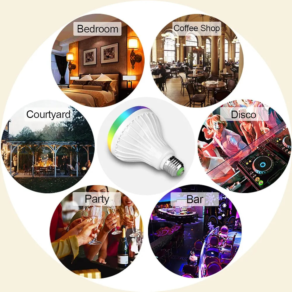 ( 5 adet ) 12W Bluetooth Hoparlörlü RGB Renkli LED Akıllı Ampul (Kumandalı) SANTRAL HAN