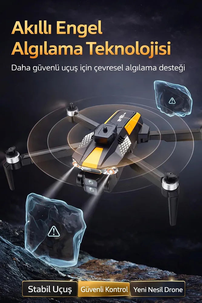 R06 Akıllı Çarpışma Engelleme Özellikli Katlanabilir Drone - Geniş Ekran Kumandalı, HD Çift Kameralı WiFi FPV
