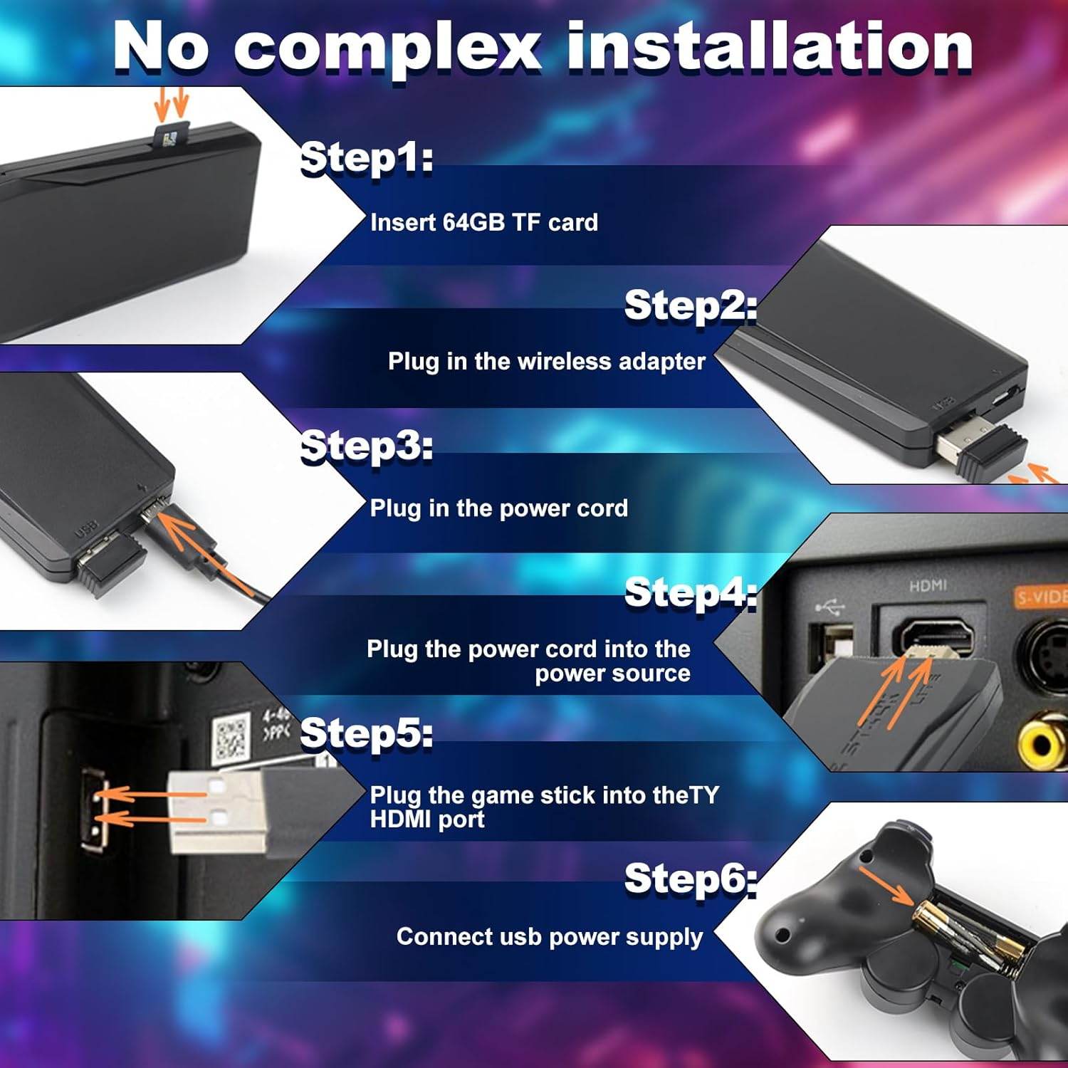 M8 64gb dual pad 4k game stick – 20.000+ oyunlu retro oyun konsolu 2,4g gamepad - G3C - KolayMagza