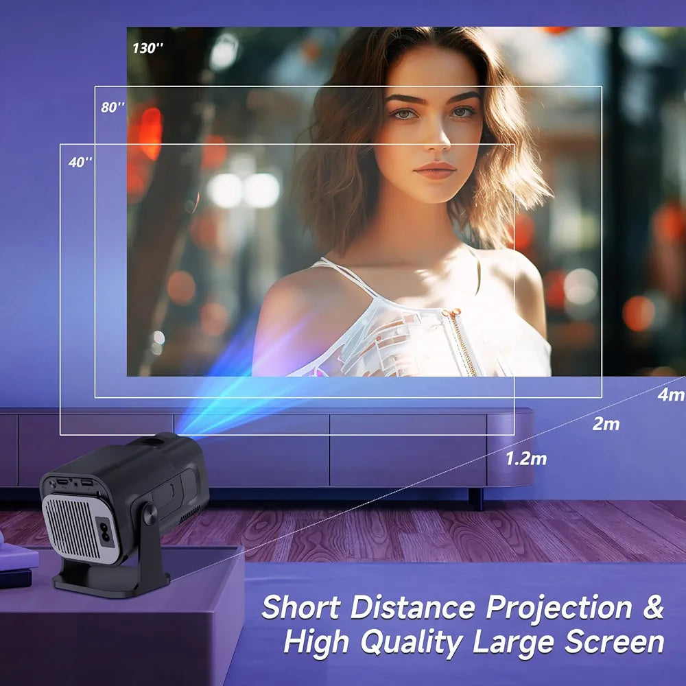 HY320 Mini 4K Destekli Akıllı Taşınabilir Projeksiyon Cihazı - Android 11, Dual WiFi 6, Bluetooth 5.0 Siyah Ev Sineması Ev Tipi Projektör