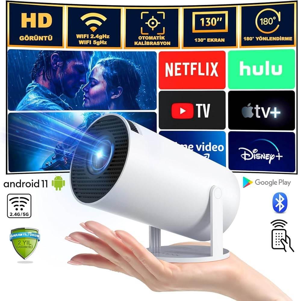 جهاز عرض صغير ذكي Hy300 Full HD - تجربة سينمائية منزلية مع Android 11 وDual WiFi6 وBT5.0 - G3L