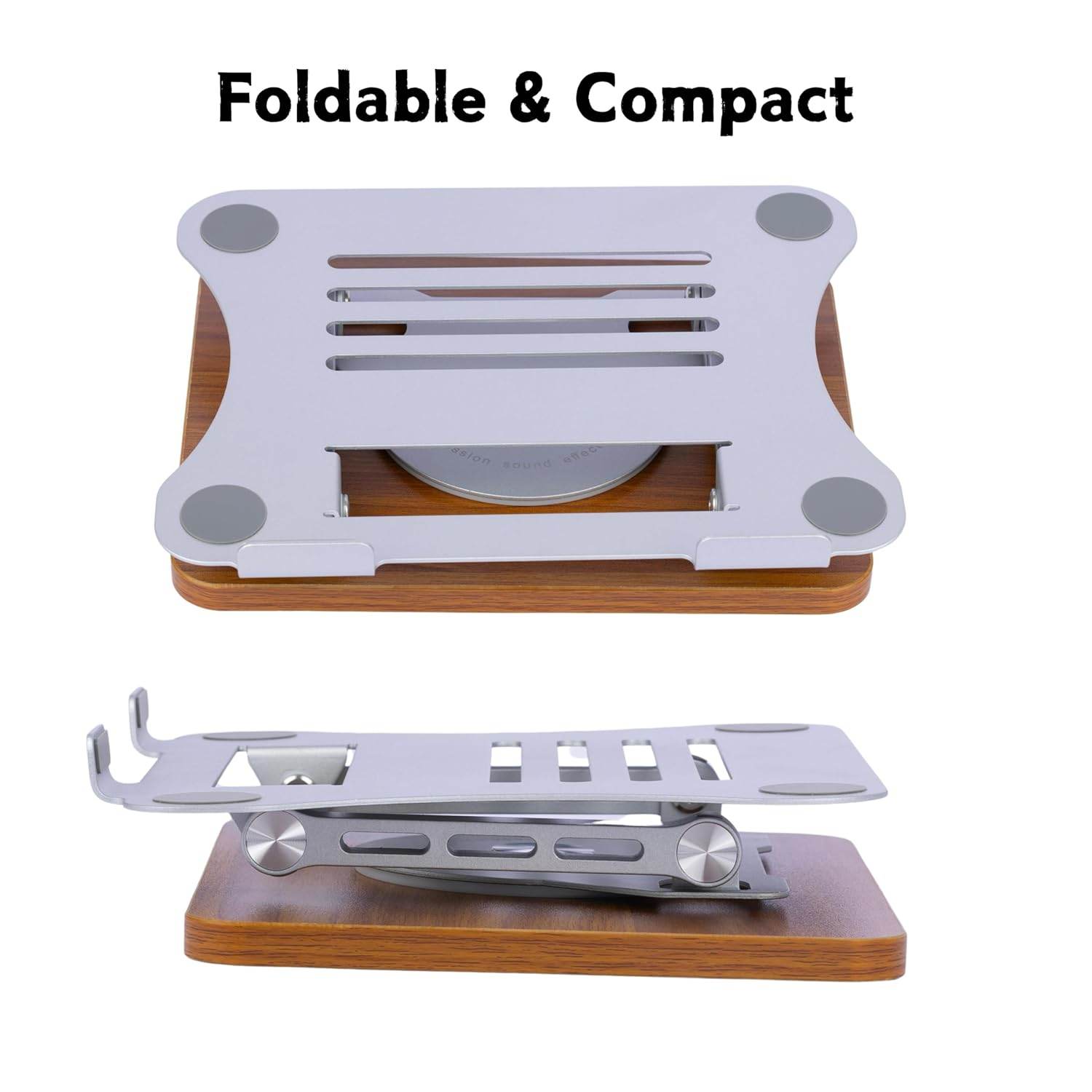 Ahşap tabanlı metal 360 derece döner ayarlanabilir yükseklik laptop ve tablet tutucu masaüstü standı Vip - N1S - KolayMagza