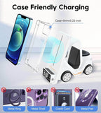 6'sı 1 Arada Kablosuz Şarj İstasyonu Araba Şeklinde – iPhone, Apple Watch, AirPods, Samsung ve Tüm Qi Destekli Telefonlar İçin Hızlı Kablosuz Şarj Cihazı + Alarm ve Masaüstü Organizer - S4B - KolayMagza