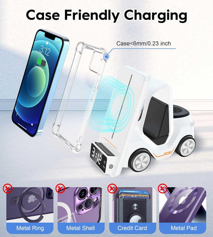 Multifunctional smart car design wireless charging desk clock! - G3O