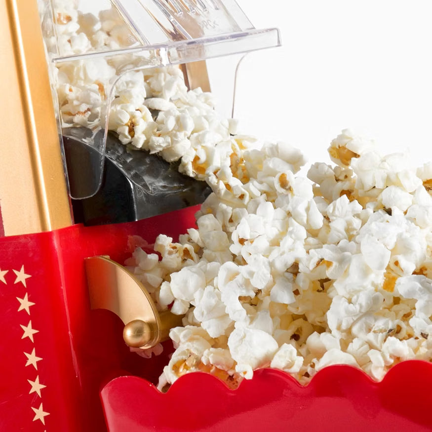 Nostaljik Mini Patlamış Mısır Makinesi - Retro Popcorn Arabası Tasarımlı Ev Tipi Yağsız Sıcak Hava Patlatıcı LENSUN