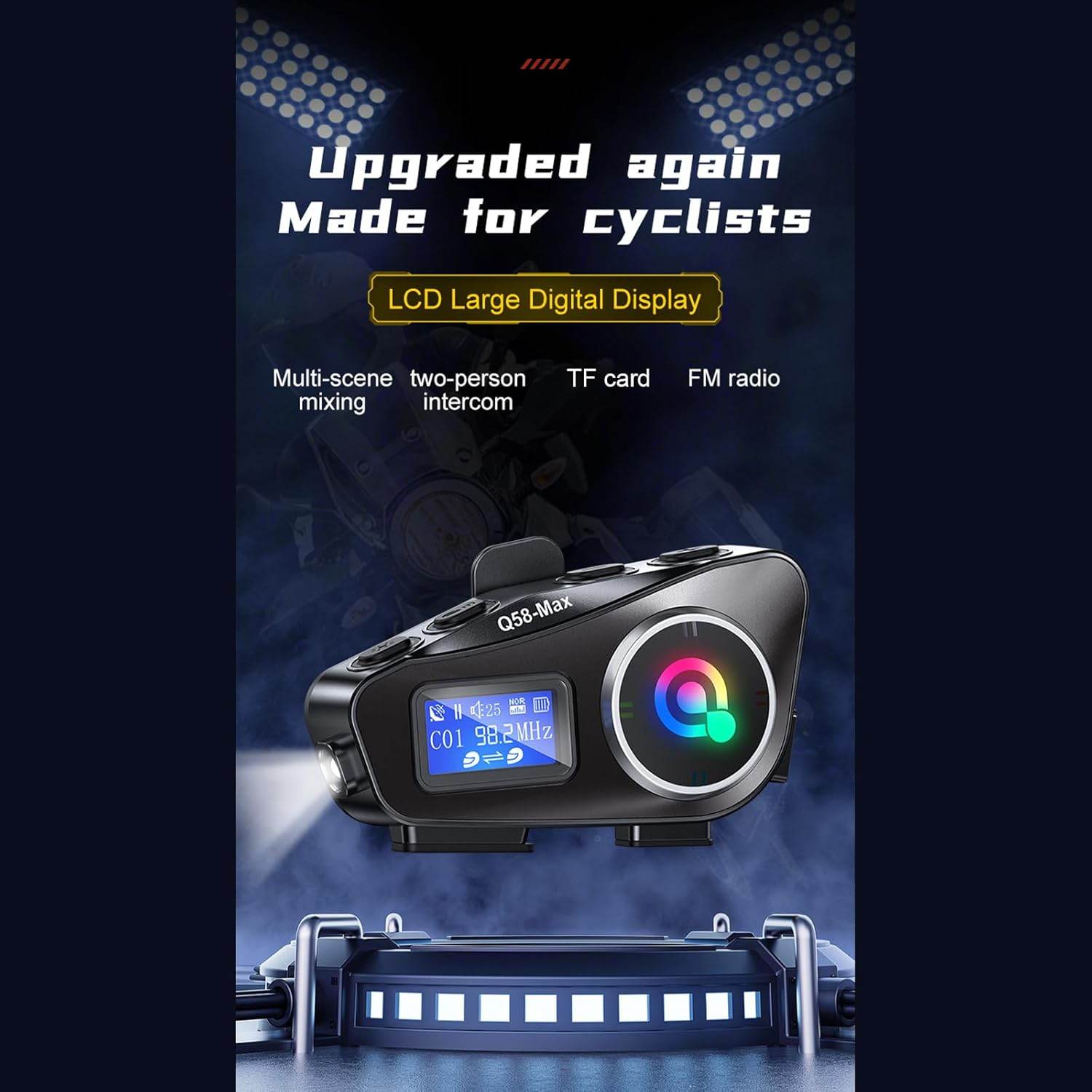 Q58 Max Kablosuz Motosiklet İnterkom Kulaklık Gürültü Engelleme, radyolu 2 Sürücü için 500M İçinde canlı telsiz Konuşur 5.3v bluetooth su geçirmez - G6P - KolayMagza